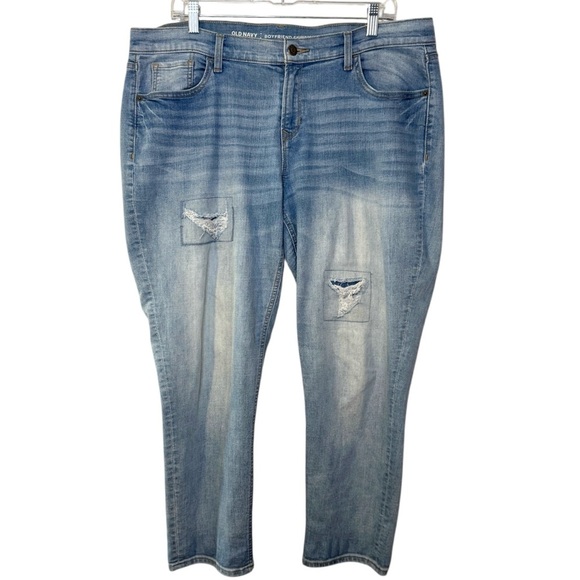 Old Navy Boyfriend Skinny distressed light wash denim jeans women’s 14 Regular - Picture 1 of 10